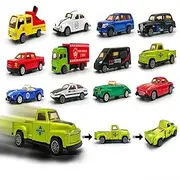 Toy Cars or Trucks 12-Pack, Set of 12 Die-Cast 1:60 Scale Vehicles, Pull Back Car (Styles May Vary)