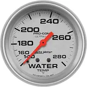Autometer Gauge, Ultra-Lite, Water Temperature, 2 5/8 in., 140-280 Degrees F, Mechanical, Analog, Each