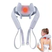 Electric Shiatsu Back and Neck Massager,Cordless Shoulder Massager with Heat,Deep Tissue 3D Kneading Massage Pillow for Shoulder,Leg, Body Muscle (Grey)
