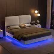 Levede Floating Bed Frame With RGB LED Light Headboard Base Platform Double