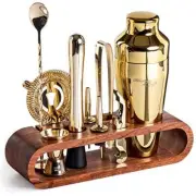 Mixology Bartender Kit 10-Piece Bar Tool Set with Mahogany Stand | Perfect Ho...