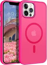 GaoBao Strong Magnetic for iPhone 12 Pro Max Case, [Compatible with MagSafe] [Military-Grade Drop Tested] Shockproof Protective Slim Translucent Matte Phone Case for iPhone 12 Pro Max Case, Hot Pink