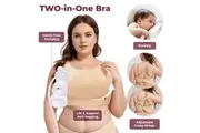 Hands Free Pumping Bra, Expression Bra, Breast Feeding Bra, Two Way Straps, Compatible for All Breast Pumps - Beige