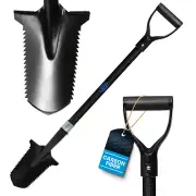 CKG Carbon Metal Detecting Shovel Digging Tool with Double Serrated Blade Black