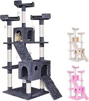BEASTIE 180cm Cat Tree with Mouse Toy Scratching Post Tower Condo Cat Play Towers Trees House Furniture Wood in Grey Colour