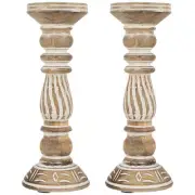 Northlight Set of 2 Brown Candle Holders on Round Bases 12"