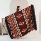 130x160 Antique Afghan Quilt Hill Tribe Aztec Blanket Rug Boho Geometric Decor V