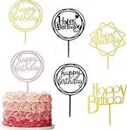 SYTHAK 6-Pack Cake Topper Set, Double-Sided Glitter, Acrylic Happy Birthday Cake Toppers/Cupcake Toppers, Birthday Party Decorations for Children or Adults.