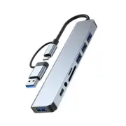 8 in 1 Laptop Docking Station USB/Type-C Dual Hub Adapter USB-C Card Reader