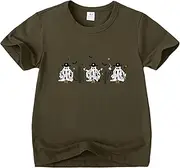 [Aeangi] Toddler Halloween Shirt Baby Boys Ghost Tshirt Westside Cowboy Spooky Ghost Short Sleeve T-Shirt