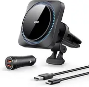 ESR for MagSafe Car Mount Charger with CryoBoost, Magnetic Wireless Car Charger Compatible with MagSafe Car Charger, for iPhone 16/15/14/13/12, S25, Fast Phone Cooling Charger Set, 36W QC 3.0 Adapter
