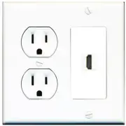 1 Port HD 2.0 Wall Plate + Round Power Outlet