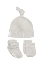 [Bonds] Bonds Newbies Cotton Bamboo Beanie Hat Set in Light Grey Marle Size: Newborn Newborn Light Grey Marle