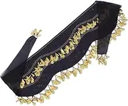 [CATIEBYE] Belt Tassel Skirt Scarf Girl Tassel Accessories Scarf Household Stretch Belt Scarf Skirt Scarf Pendant Pendant Kit Decoration Polyester Fiber (polyester) Spandex Black