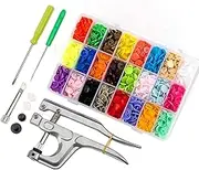 Leona Co 1500 Sets Snap Fasteners Kit, Snap Pliers+24 Colors T5 Plastic Snap Buttons, Fasteners Poppers Press DIY Studs Tools with Storage Boxes, Snap Set for Sewing,Clothing and Crafting