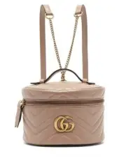 Gucci Marmont Violet Old Rose GG Backpack Italy Travel Backpack Quilted NEW