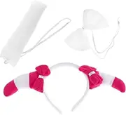 [OATIPHO] 1 Set Lamb Headband Wool Pad Turntable Rabbit Necklace Ear Costumes Headbands Sheep Head Headbands Animal Costumes Wool Mat Turntable Animal Headbands Plastic