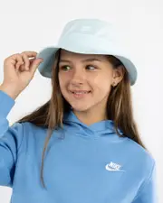 [Nike] Nike Girls' Apex Bucket Hat in Glacier Blue/White One Size Glacier Blue/White