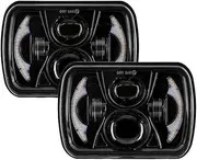60W 4x6/7x6 Inch Square LED Headlight – Waterproof Driving Light with H4 Adapter for Car, SUV, Off-Road, and Motorcycle(2Pcs 7x6inch)