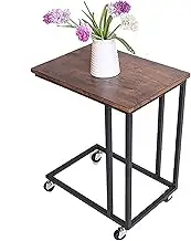 Over-Bed Tables Rolling Computer Stand Desk, Portable Laptop Desk with with Metal Frame, Sturdy/Ergonomic Mobile Table Workstation, Easy to Install