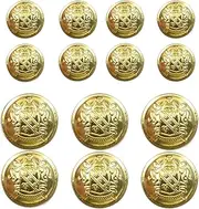 KENDANY 14 Piece Metal Blazer Button Set - for Blazer, Suits, Sport Coat, Uniform, Jacket (Gold)15mm 20mm