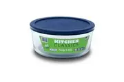 Kitchen Classics: Round Glass Container With Blue Lid - 7 Cup