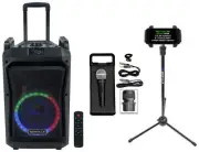 Rockville RockNGo 800 10" Karaoke Machine System w/ LED's+Wheels+Tablet Stand