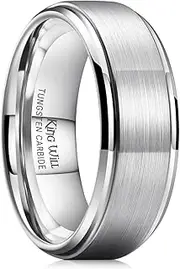 [King Will] Basic Tungsten Ring for Men 6mm/7mm/8mm/9mm/10mm Tungsten Wedding Band Matte Brushed Finish Comfort Fit