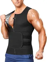 Junlan Sauna Suit for Men 2 in 1 Waist Trainer Sauna Shirt for Men Sweat Band for Stomach