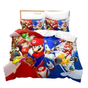 Catzon Cute Cartoon Duvet Cover with 2 Pillow Cases Soft Bedding for Kids