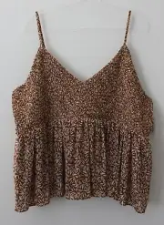 Old Navy Womens V-Neck Mesh Babydoll Cami Swing Top Brown Size XXL NWT