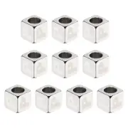 10Pcs Stainless Steels Letter Beads Alphabet Letter P Cube Silver Dice Beads