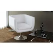 Bar Stool White Faux Leather Modern Adjustable Height Kitchen Dining Furni 40040