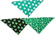 SEWOART 3pcs Patrick Day Pet Bandana Scarf Reversible Dog Cat Bib Towel Shamrock Pattern Durable Design for Festive Celebrations Multi Functional Use