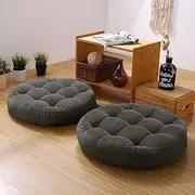 Meditation Floor Pillow Set of 2 Large Round Floor Cushions for Adults Tufted Corduroy Floor Seat Pillows Cushion for Living Room Tatami Yoga,Dark Grey