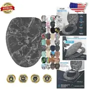 Marble Gray Soft Close Toilet Seat with Adjustable Hinges for Elegant Bathrooms
