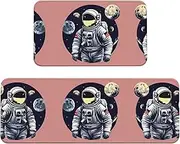 Astronaut On The Moon 1 Print Kitchen Floor Mat 2 Sets Non-Slip Rugs for Kitchen Laundry Office and Home Decor