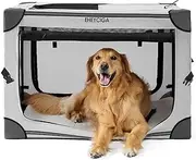 EHEYCIGA Collapsible Large Dog Crate, Soft Portable Dog Kennel for Large Dogs, Indoor & Outdoor Foldable Dog Travel Crate with Mesh Windows, Grey
