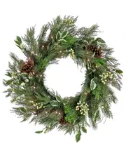 HGTV 28in Holly & Berry Mixed Greenery Wreath