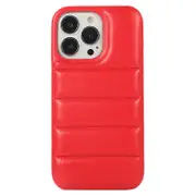 For iPhone 15 Plus Down Jacket PU Leather Coated PC Phone Cover Anti-drop Back Case