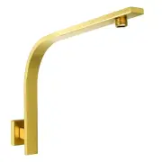Brushed Gold Square Gooseneck Shower Arm High Rise Wall Bathroom Tube Outlet