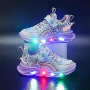 Kids Led Luminous Shoes Sneakers Flashing Children Girls Light Up Trainers Size 27 Purple
