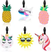 BieFuDan 6 Pack Unique Luggage Tags,Colorful Travel Suitcase Backpack Tags,Funny Baggage Identify Labels for Women Men Kids (Type 1)