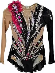 [JoyCan] Black rhythmic gymnastics suit Skin-tight garment with diamonds