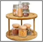 Lazy Susan 2 Tier Bamboo Shelf Turntable Spice Storage Rack Kitchen Organizer**