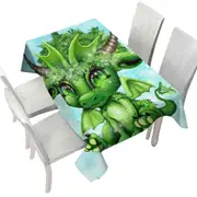 Cute Fantasy Creature Green Leaf Lil Dragon Tablecloth