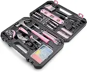 [Amazon Basics] Household Tool Kit With Storage Case, 142 Piece, Pink, 34.01 x 23.49 x 7.49 CM