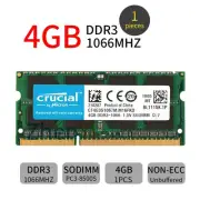 4GB PC3-8500S DDR3 1066MHz 204Pin 1.5V SO-DIMM Laptop RAM Memory For Crucial BT