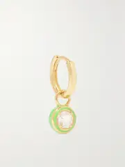 [Alison Lou] Alison Lou - Cocktail 14-karat Gold, Topaz And Enamel Single Hoop Earring - One size One size Gold