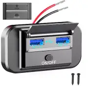 12-24V 18W Dual USB QC3.0 Car Boat RV Fast Charger Socket LED Power Outlet Panel